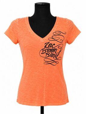 ZAC BROWN BAND NEON ORANGE SHORT SLEEVE V NECK SHIRT